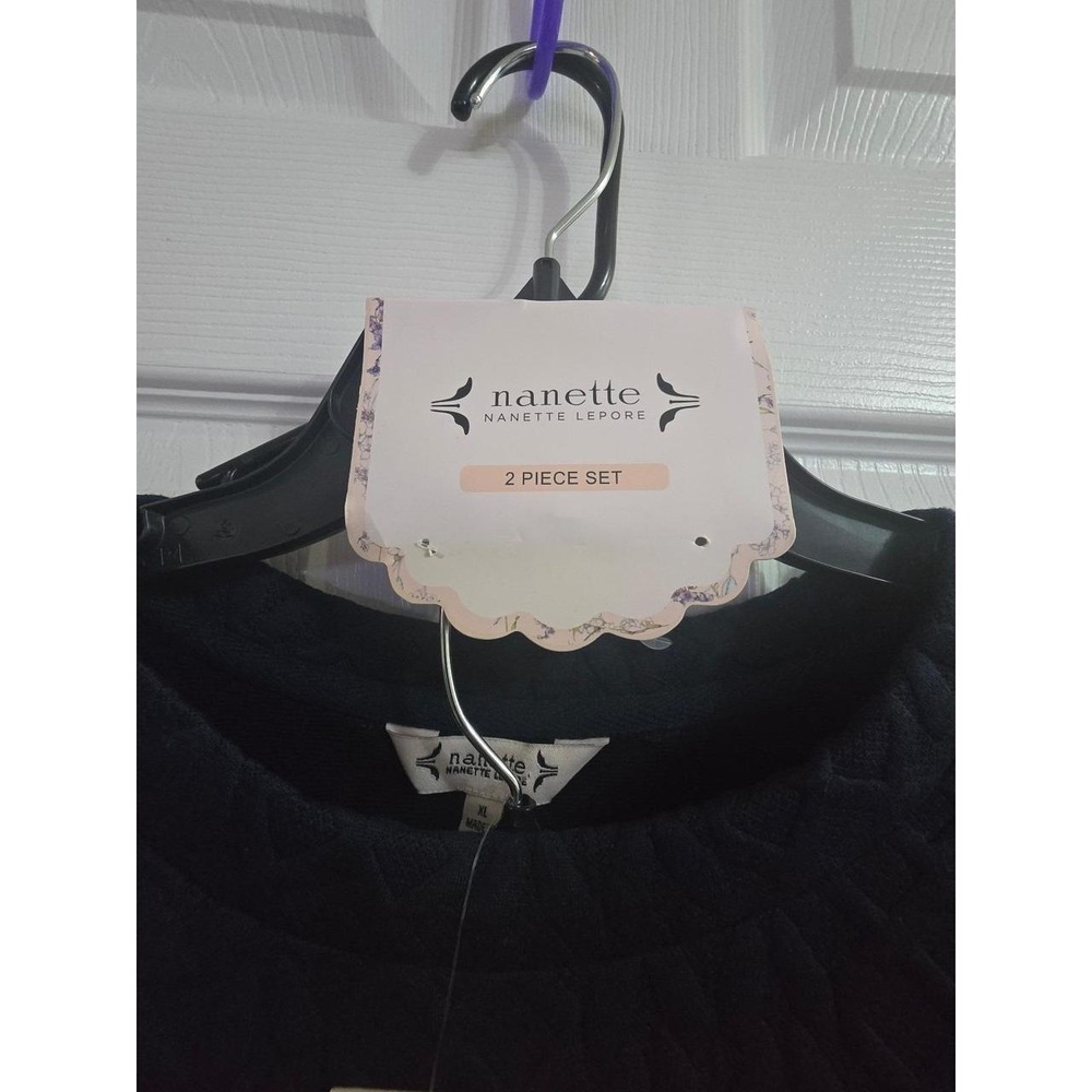NWT Nanette Lepore Quilted Crewneck & Pants Lounge Set Dark Sapphire XL MSRP $99 - Picture 3 of 7